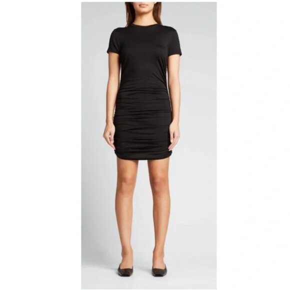 Like new THEORY Ruched Tiny Tee Dress in Black Size Small - Picture 1 of 7